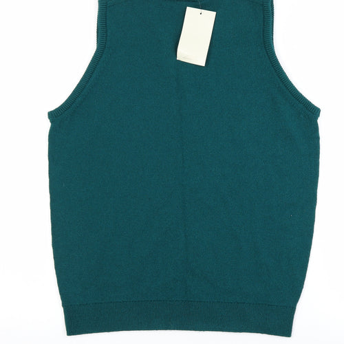 Glenbrae Men's Green Lambswool V-Neck Sleeveless Vest Jumper S