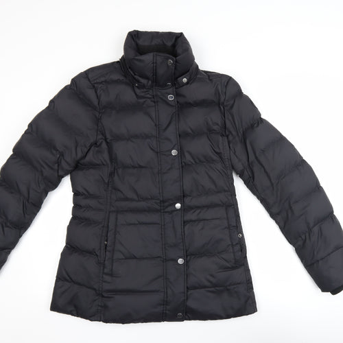 Tommy Hilfiger Women's Black Puffer Jacket Size S Mid-Length Winter Coat