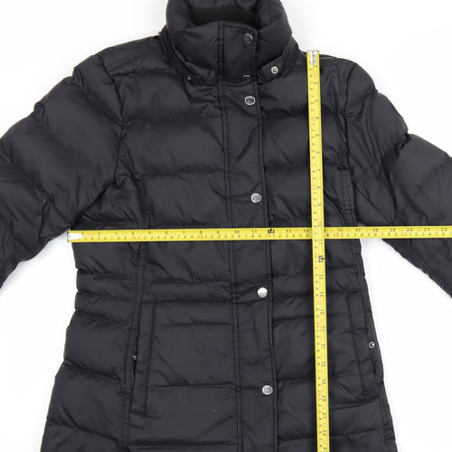 Tommy Hilfiger Women's Black Puffer Jacket Size S Mid-Length Winter Coat