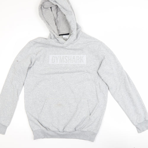 Gymshark Mens Grey Pullover Hoodie Size S Regular Fit Fleece Logo