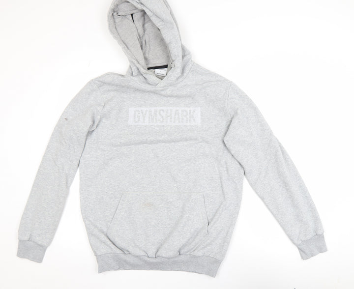 Gymshark Mens Grey Pullover Hoodie Size S Regular Fit Fleece Logo