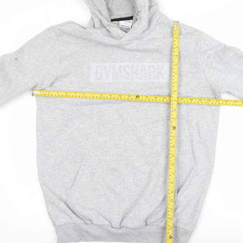 Gymshark Mens Grey Pullover Hoodie Size S Regular Fit Fleece Logo