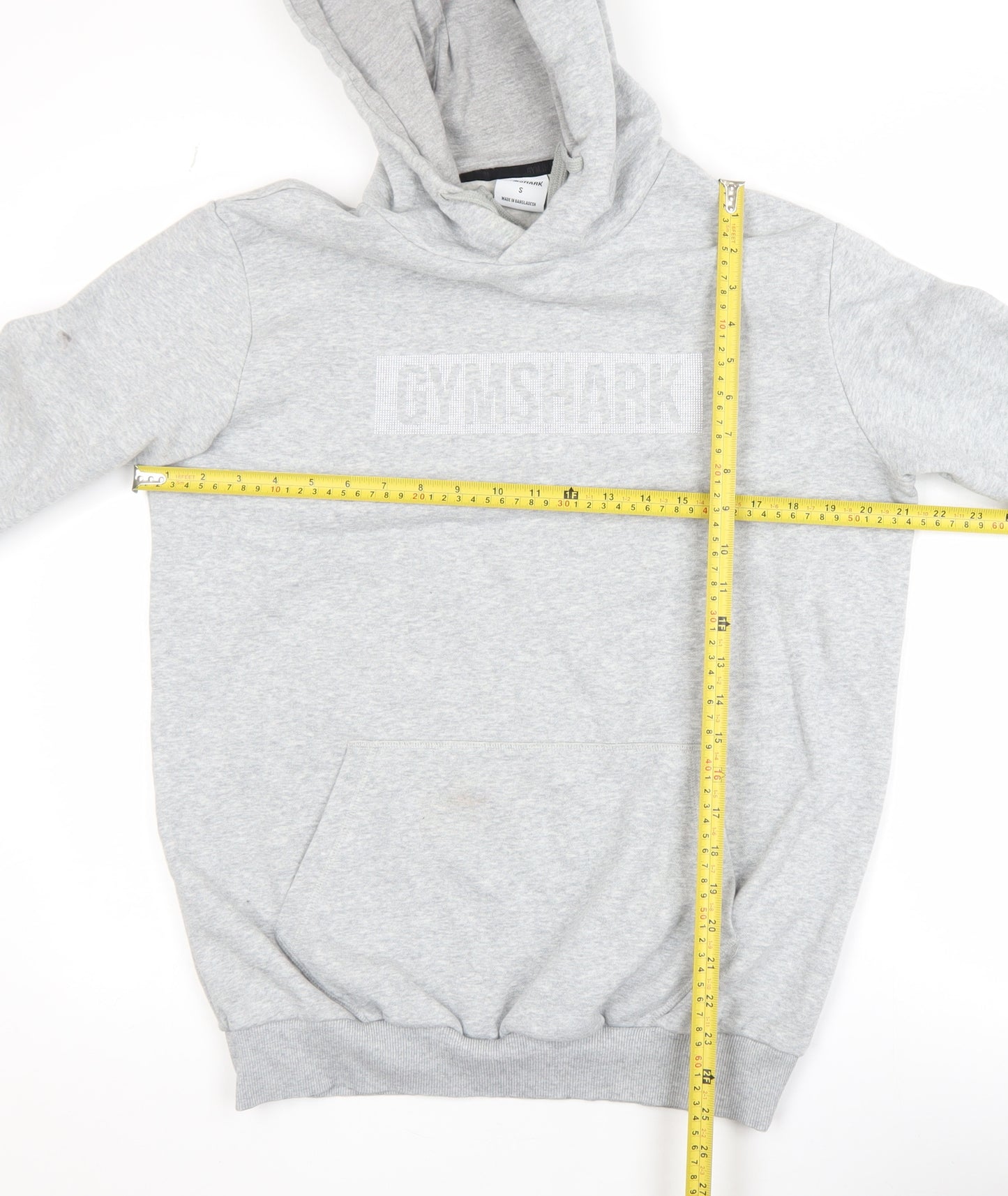 Gymshark Mens Grey Pullover Hoodie Size S Regular Fit Fleece Logo