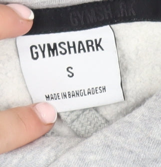 Gymshark Mens Grey Pullover Hoodie Size S Regular Fit Fleece Logo