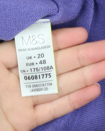 Marks and Spencer Women’s Purple Acrylic Short Sleeve Knit Top Size 20