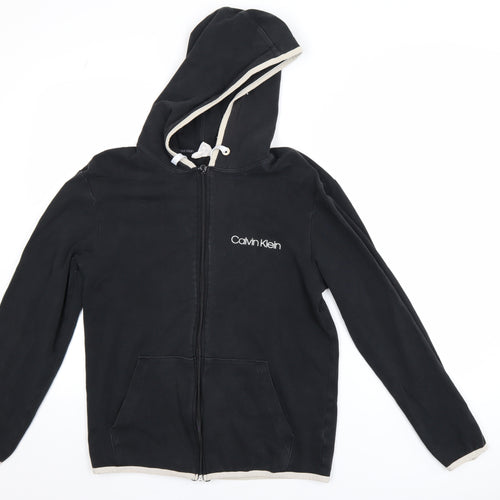 Calvin Klein Men's Black S Hooded Full Zip Cotton Jacket