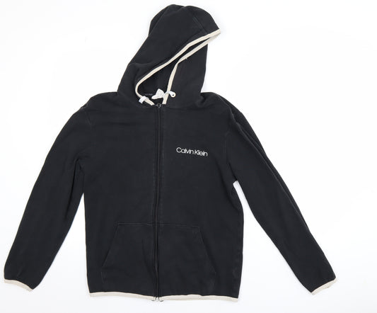 Calvin Klein Men's Black S Hooded Full Zip Cotton Jacket