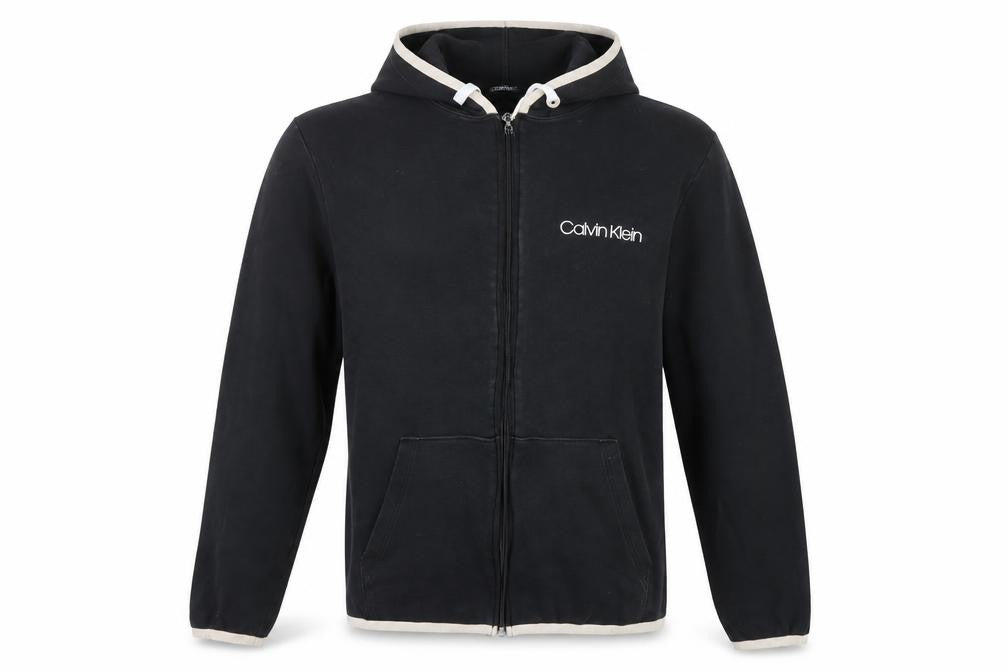 Calvin Klein Men's Black S Hooded Full Zip Cotton Jacket