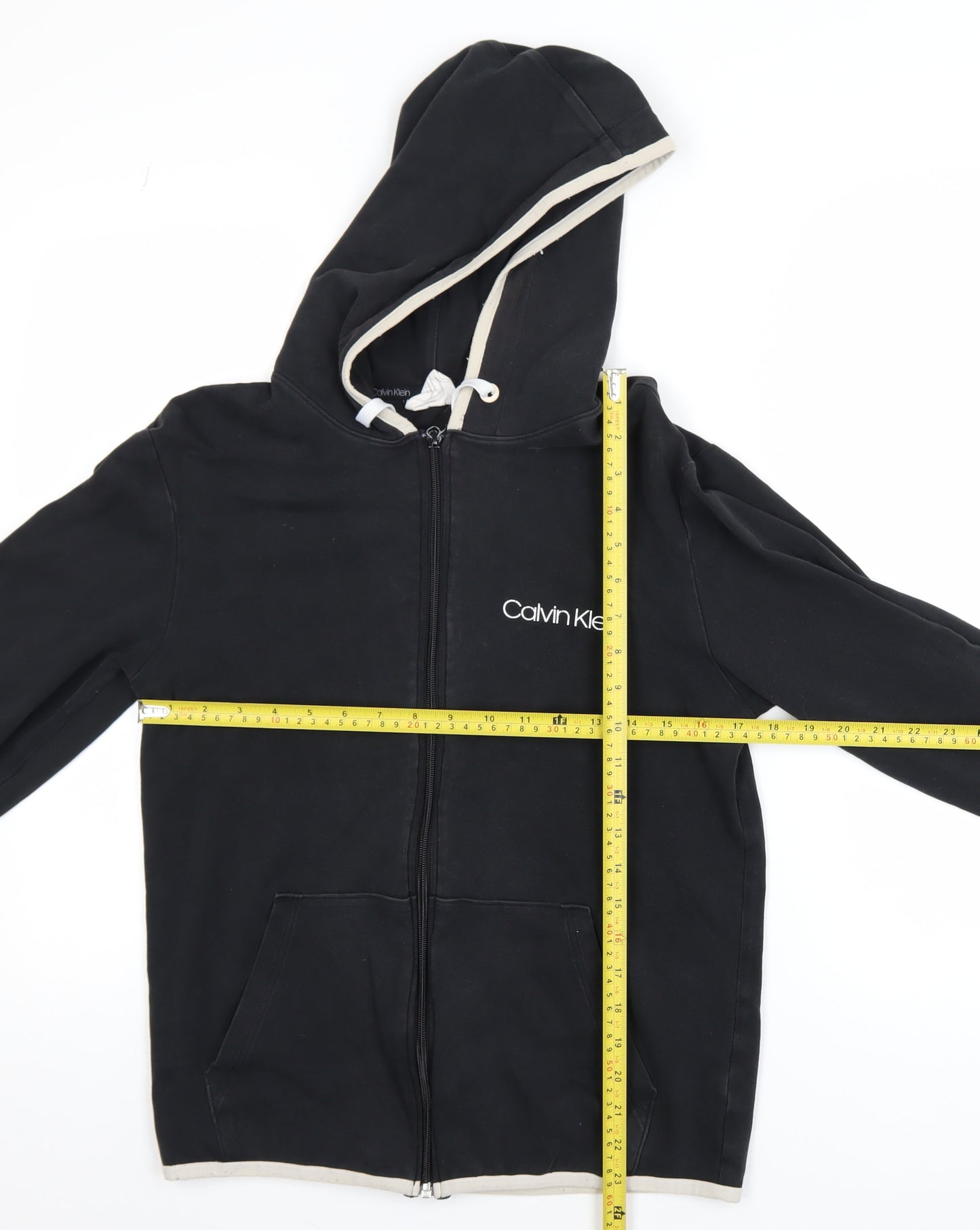 Calvin Klein Men's Black S Hooded Full Zip Cotton Jacket