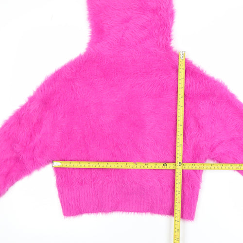 Bershka Women’s Pink Roll Neck Fluffy Knit Jumper XS
