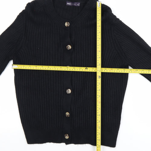 Marks and Spencer Women's Black Ribbed Knit Cardigan M