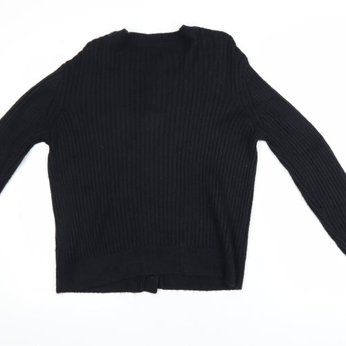 Marks and Spencer Women's Black Ribbed Knit Cardigan M
