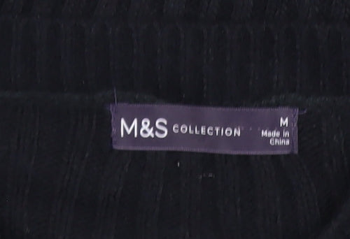 Marks and Spencer Women's Black Ribbed Knit Cardigan M