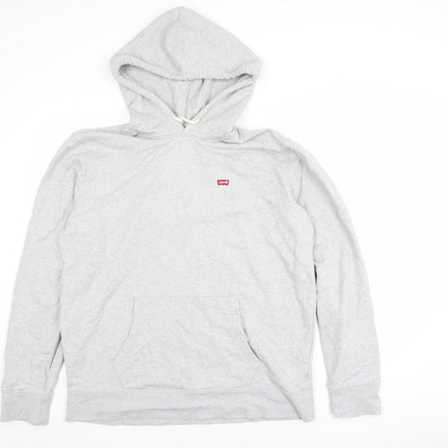 Levi's Mens Grey L Pullover Hoodie Classic Cotton Sweatshirt
