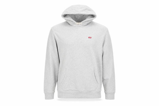 Front view of Levi's men’s grey l pullover hoodie classic cotton sweatshirt