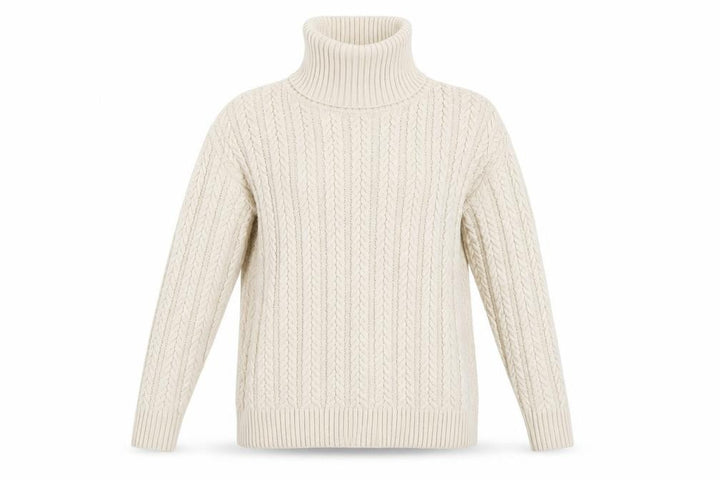 French Connection Womens Ivory Cable-Knit Roll Neck Jumper XS