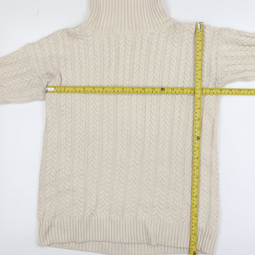 French Connection Womens Ivory Cable-Knit Roll Neck Jumper XS