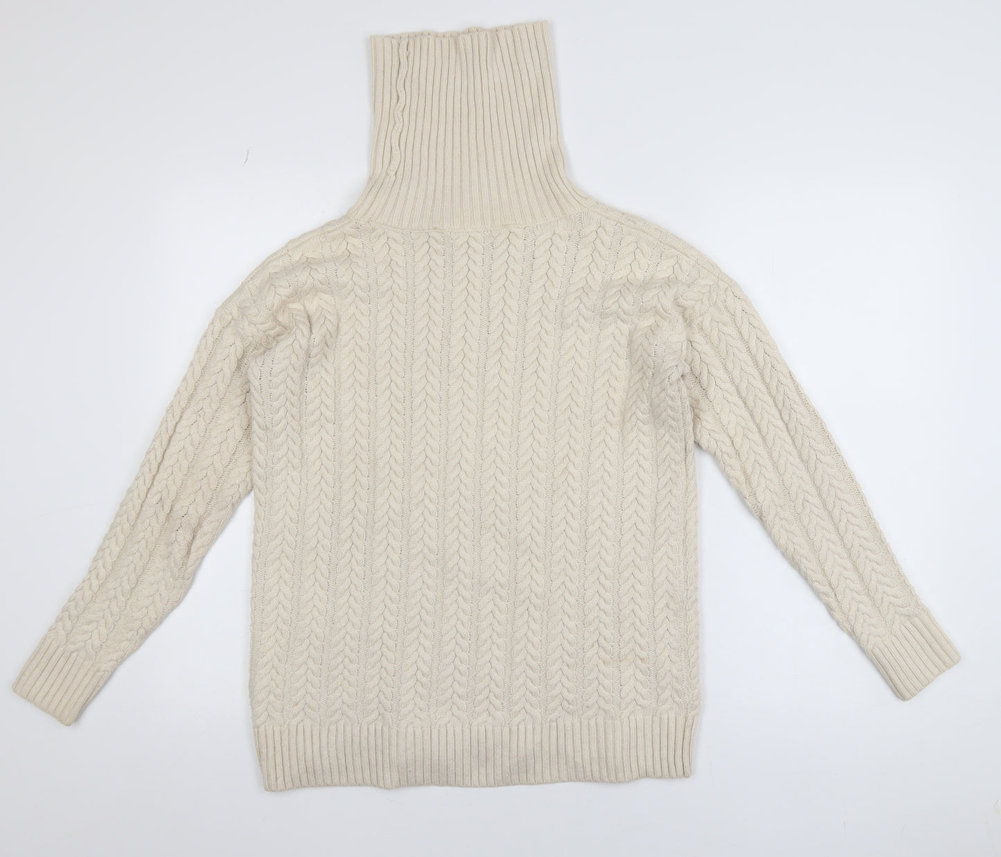 French Connection Womens Ivory Cable-Knit Roll Neck Jumper XS
