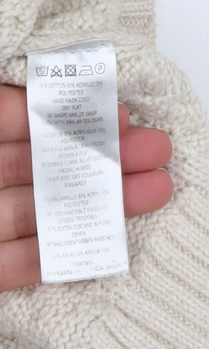 French Connection Womens Ivory Cable-Knit Roll Neck Jumper XS