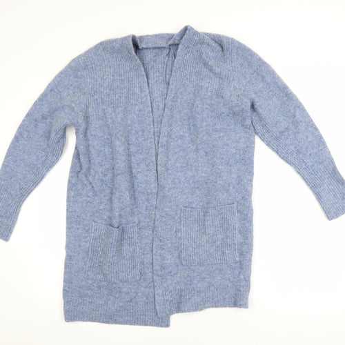 White Stuff Women’s Blue Wool Blend Open-Front Cardigan Size 12
