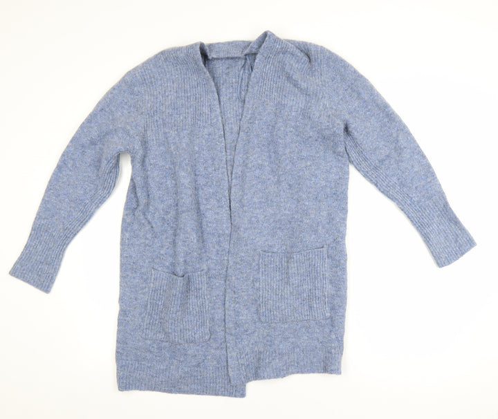 White Stuff Women’s Blue Wool Blend Open-Front Cardigan Size 12