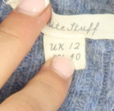 White Stuff Women’s Blue Wool Blend Open-Front Cardigan Size 12