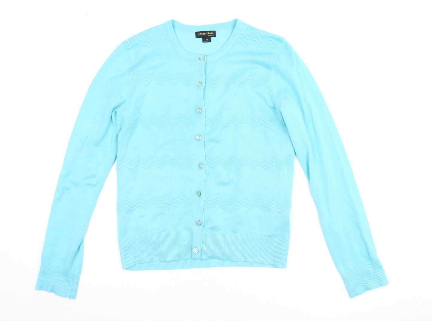 Tenney Rose Women's Blue Cardigan M Lightweight Knit