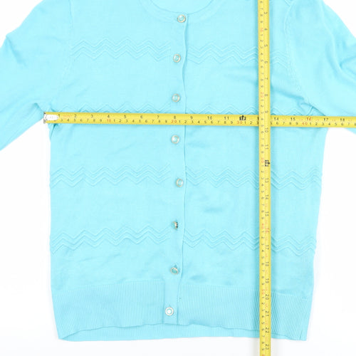 Tenney Rose Women's Blue Cardigan M Lightweight Knit