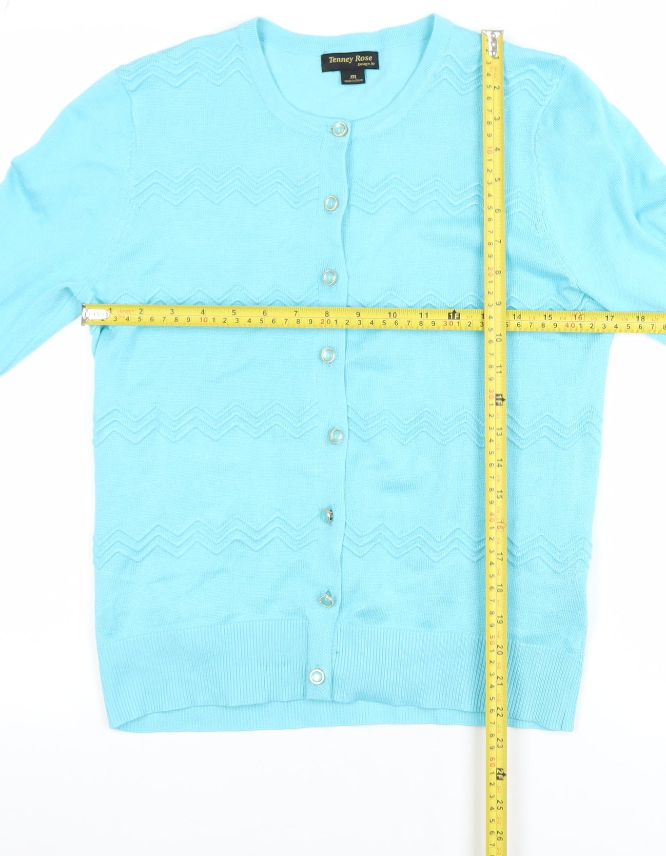 Tenney Rose Women's Blue Cardigan M Lightweight Knit