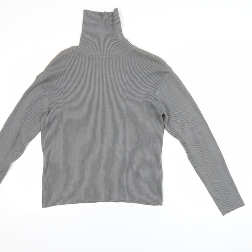 Definitions Women’s Grey Roll Neck Long Sleeve Cotton Jumper Size 14