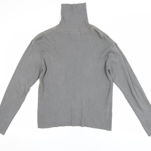 Definitions Women’s Grey Roll Neck Long Sleeve Cotton Jumper Size 14