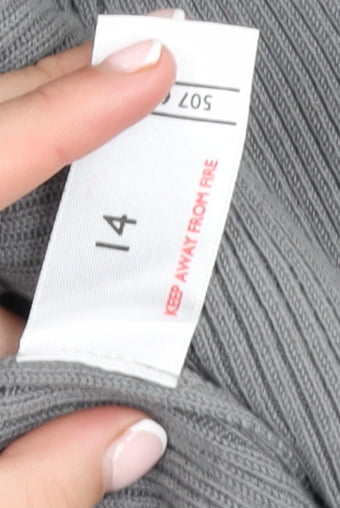 Definitions Women’s Grey Roll Neck Long Sleeve Cotton Jumper Size 14