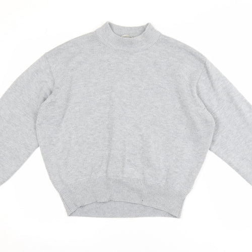 H&M Women’s Grey Mock Neck Long Sleeve Wool Blend Pullover Jumper XS