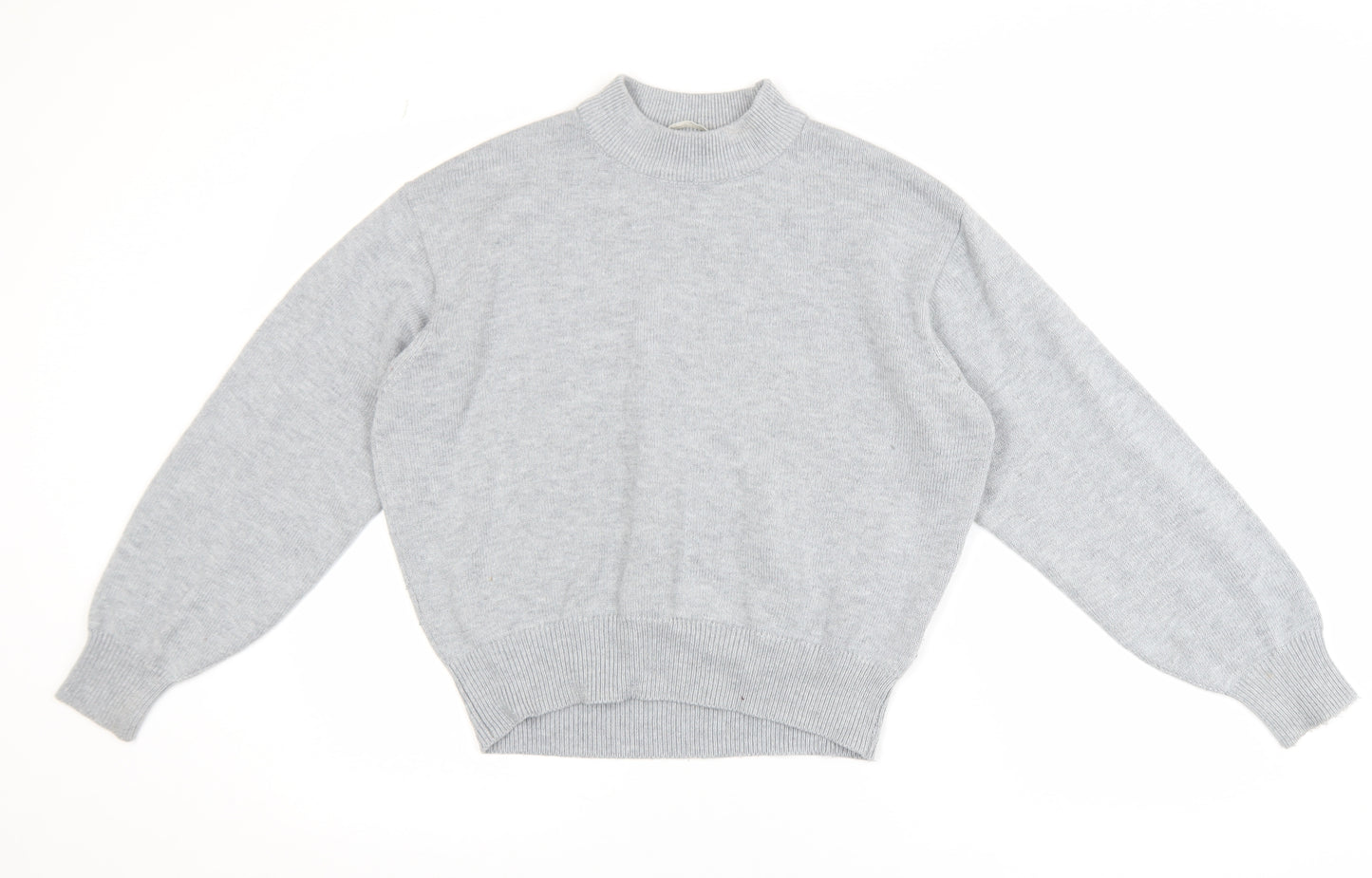 H&M Women’s Grey Mock Neck Long Sleeve Wool Blend Pullover Jumper XS