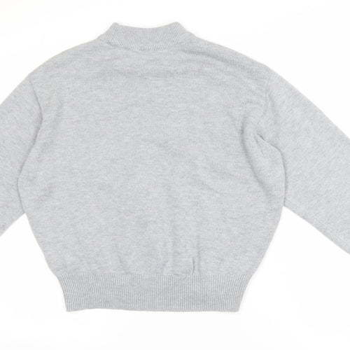 H&M Women’s Grey Mock Neck Long Sleeve Wool Blend Pullover Jumper XS