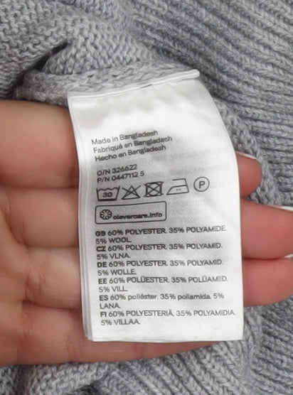 H&M Women’s Grey Mock Neck Long Sleeve Wool Blend Pullover Jumper XS