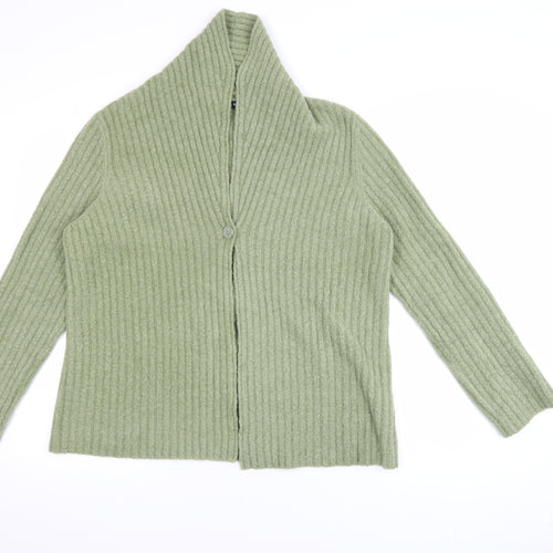 Dash Women’s Green Ribbed Knit Long Sleeve Cardigan Size 16