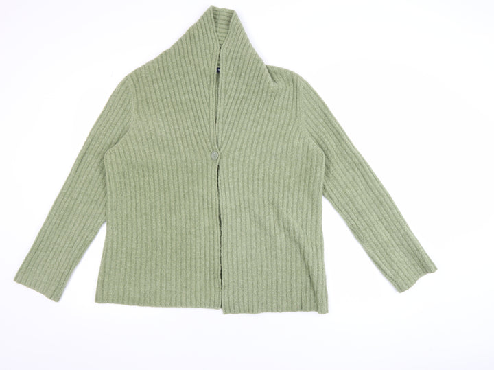 Dash Women’s Green Ribbed Knit Long Sleeve Cardigan Size 16