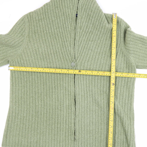 Dash Women’s Green Ribbed Knit Long Sleeve Cardigan Size 16