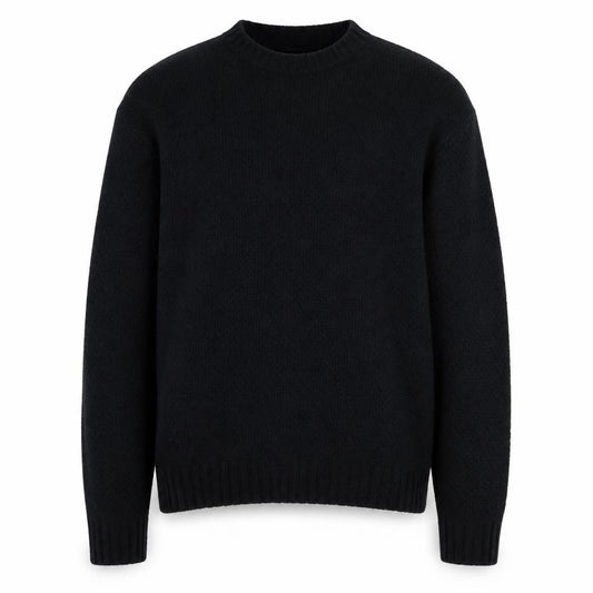 Front view of Brunella Gori Men's Black Wool Knit Crew Neck jumper L