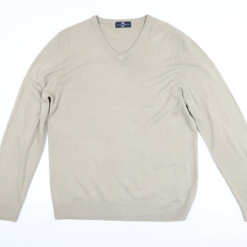 Marks and Spencer Blue Harbour Men’s Beige V-Neck Acrylic Jumper L