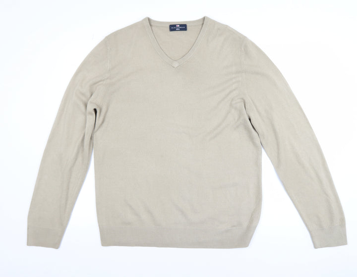 Marks and Spencer Blue Harbour Men’s Beige V-Neck Acrylic Jumper L