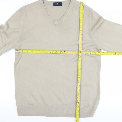 Marks and Spencer Blue Harbour Men’s Beige V-Neck Acrylic Jumper L