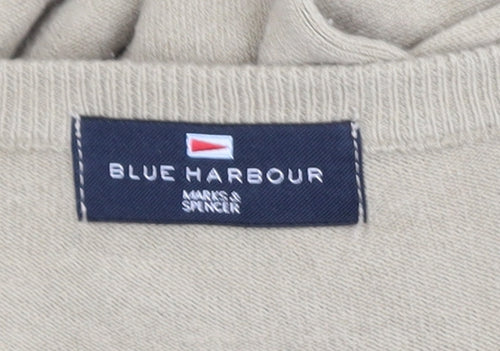 Marks and Spencer Blue Harbour Men’s Beige V-Neck Acrylic Jumper L
