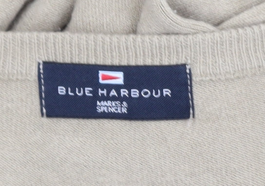 Marks and Spencer Blue Harbour Men’s Beige V-Neck Acrylic Jumper L