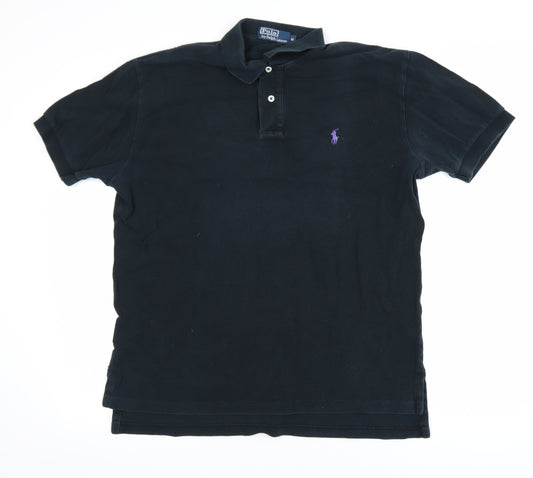 Ralph Lauren Men's Black Cotton Polo Shirt M Classic Fit