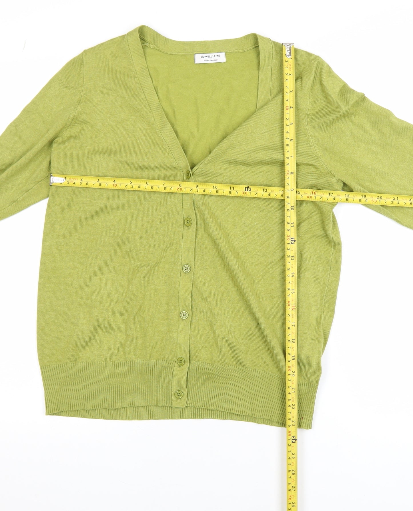 JD Williams Women's Green V-Neck Long Sleeve Cardigan Size 12/14