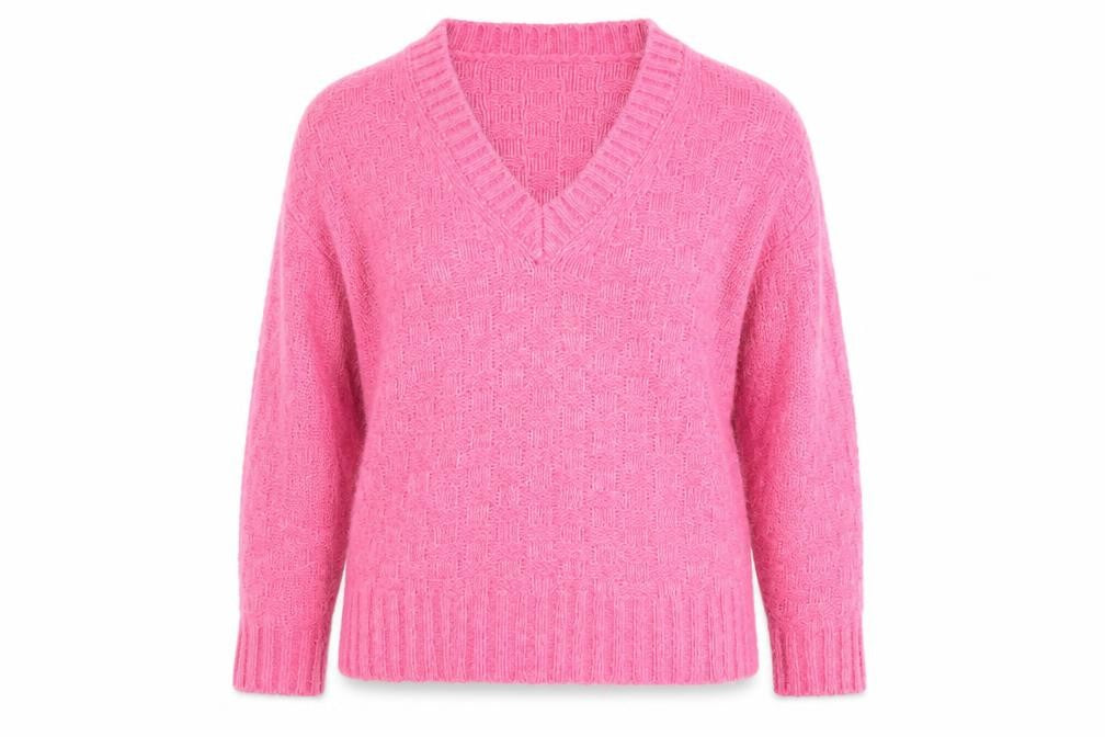 Marks and Spencer Women Pink V-Neck Pullover Jumper Size S Acrylic Blend