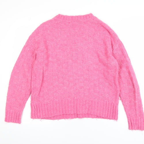 Marks and Spencer Women Pink V-Neck Pullover Jumper Size S Acrylic Blend