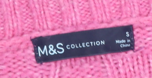 Marks and Spencer Women Pink V-Neck Pullover Jumper Size S Acrylic Blend